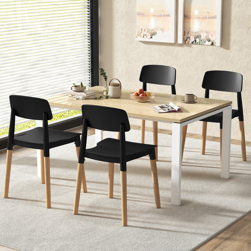 Modern Dining Side Chairs Set of 4 with Ergonomic Backrest for Dining Room-Black