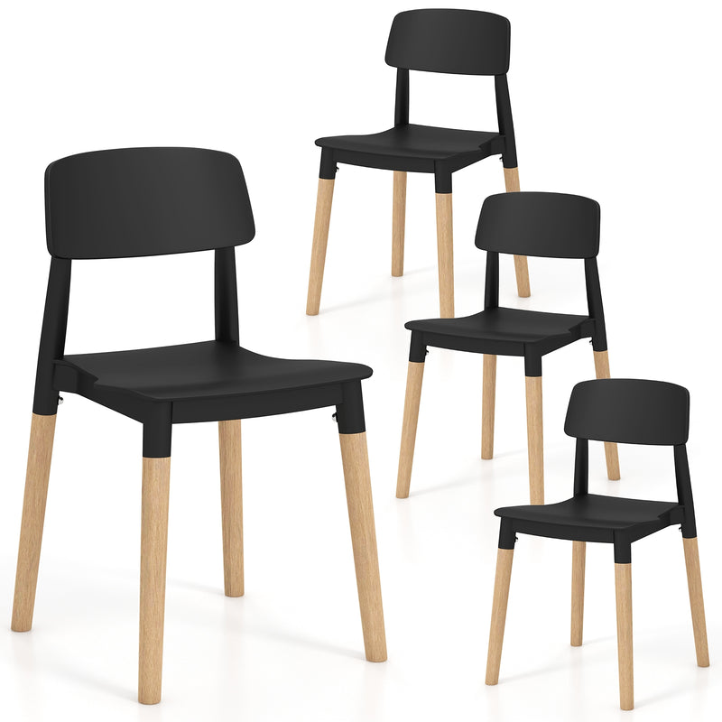 Modern Dining Side Chairs Set of 4 with Ergonomic Backrest for Dining Room-Black