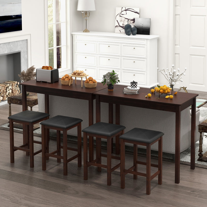 Pub Counter-Height Dining Table and 2 Upholstered Bar Stools-Brown