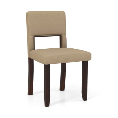 Set of 2 Wooden Dining Chair with Acacia Wood Frame Padded Seat and Back-Beige