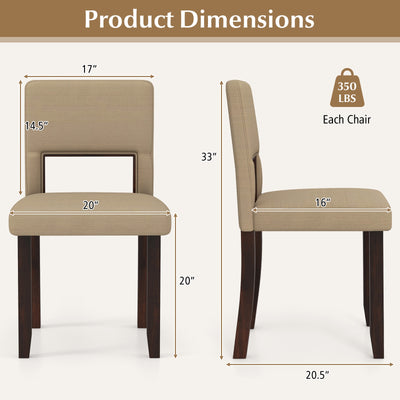 Set of 2 Wooden Dining Chair with Acacia Wood Frame Padded Seat and Back-Beige