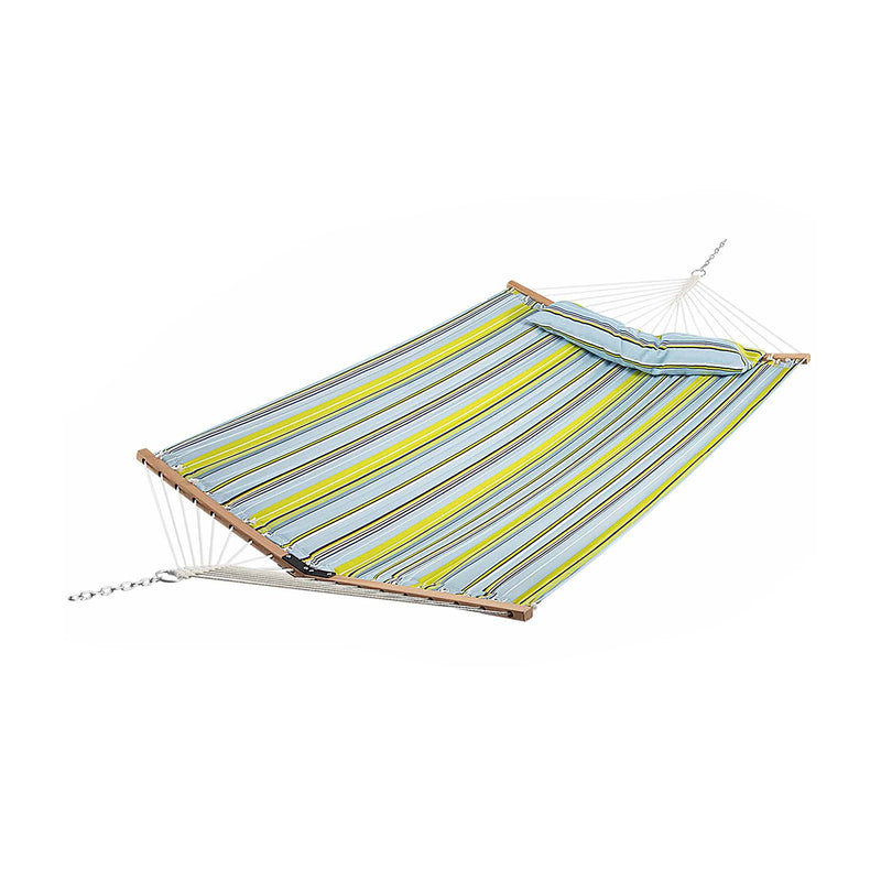 Patio Hammock Foldable Portable Swing Chair Bed with Detachable Pillow-Blue