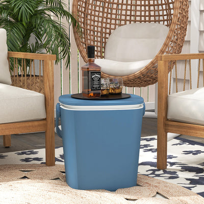 3-in-1 Portable Cooler Bar Table with Bottle Opener and Lift Top Lid for Camping Poolside-Blue