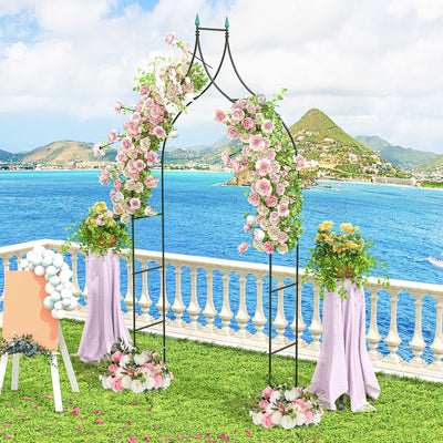 9.5 Feet Decorative Metal Garden Arch for Vine Rose Climbing Wedding Ceremony Party Decoration