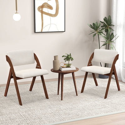 Set of 2 Folding Kitchen Dining Chairs with Rubber Wood Legs-Walnut