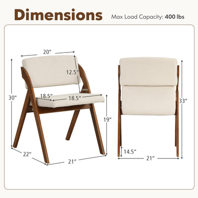 Set of 2 Folding Kitchen Dining Chairs with Rubber Wood Legs-Walnut