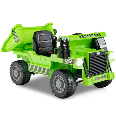 Kids Ride on Dump Truck 12V Ride on Car with Electric Dump Bed-Green