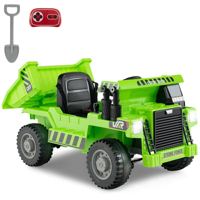 Kids Ride on Dump Truck 12V Ride on Car with Electric Dump Bed-Green