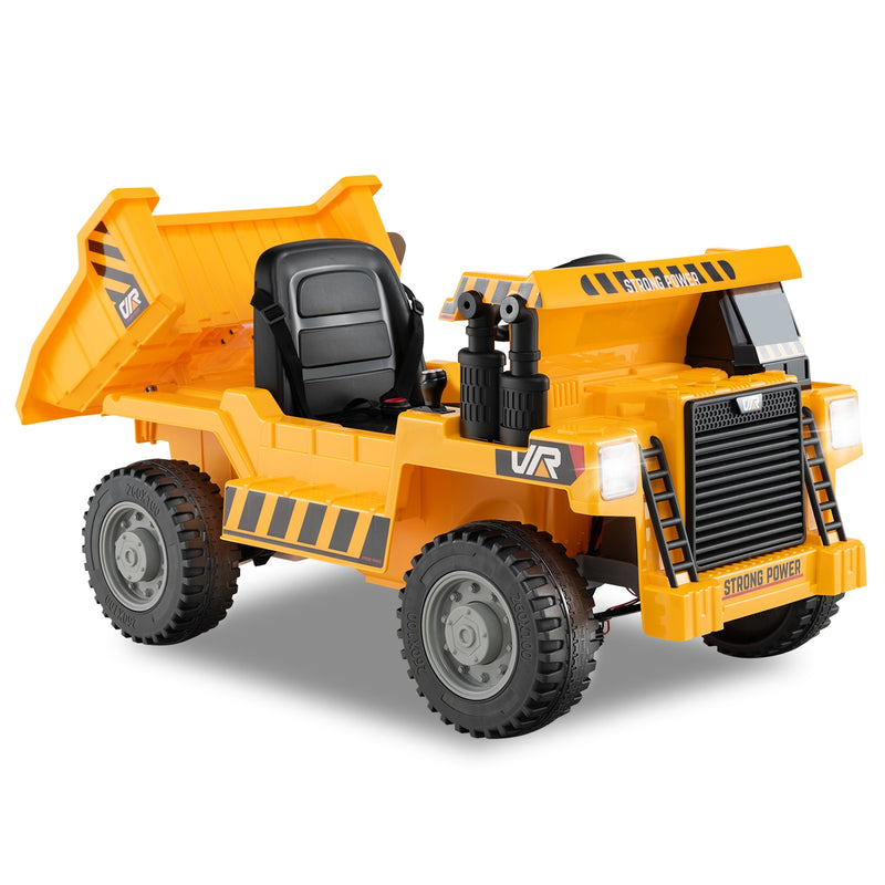 Kids Ride on Dump Truck 12V Ride on Car with Electric Dump Bed-Yellow