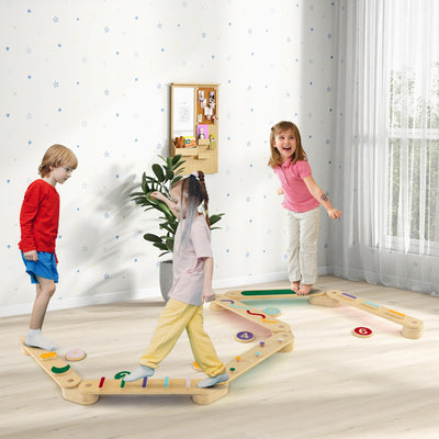 Montessori Balance Beam Set Wooden Balance Boards with Stepping Stones