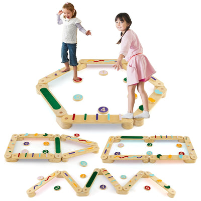 Montessori Balance Beam Set Wooden Balance Boards with Stepping Stones