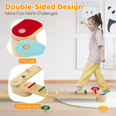 Montessori Balance Beam Set Wooden Balance Boards with Stepping Stones