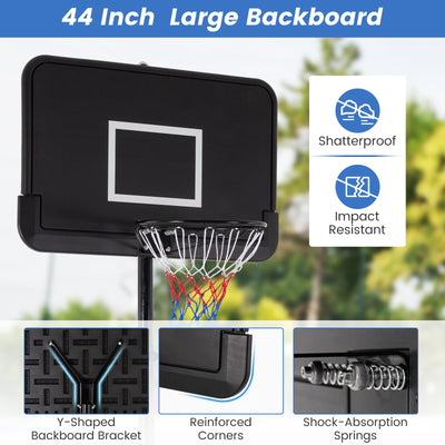 6.5-10 FT Adjustable Portable Basketball Hoop with 44 Inch Shatterproof Backboard and Fillable Base