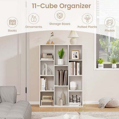 11-Cube Multifunctional Book Storage Organizer Display Cabinet with Anti-tipping Kits-White