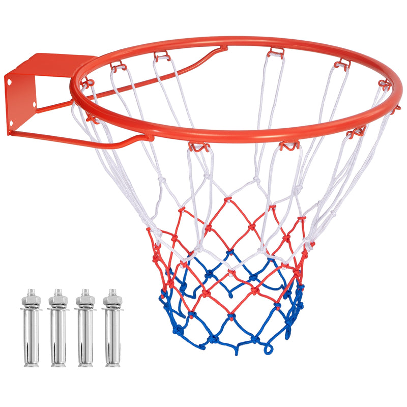 18 Inch Basketball Rim Goal Replacement with All Weather Net and Mounting Hardware-Orange