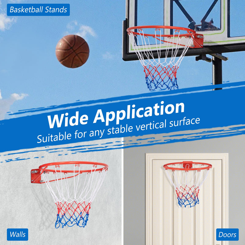 18 Inch Basketball Rim Goal Replacement with All Weather Net and Mounting Hardware-Orange