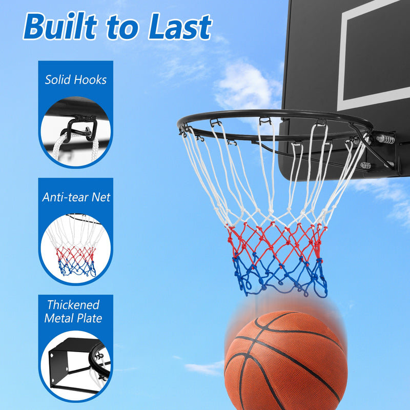 18 Inch Basketball Rim Goal Replacement with All Weather Net and Mounting Hardware-Black