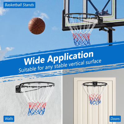 18 Inch Basketball Rim Goal Replacement with All Weather Net and Mounting Hardware-Black