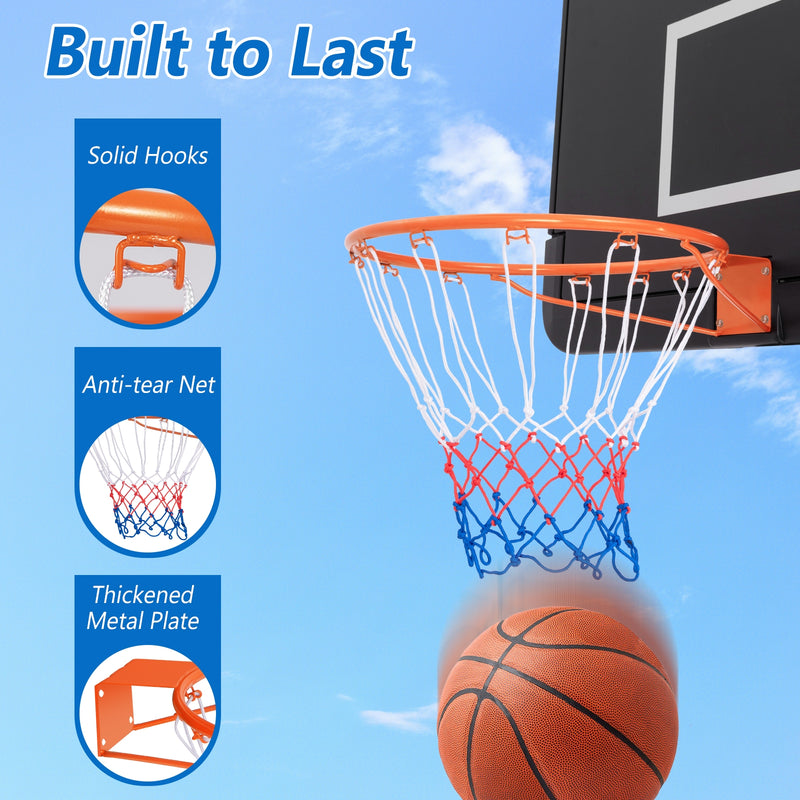 15 Inch Basketball Rim Goal Replacement with All Weather Net and Mounting Hardware-Orange