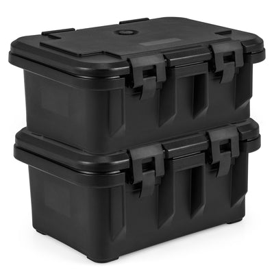 31 QT Insulated Food Pan Container with 3 Transparent One-Third Pans with Lids-Black