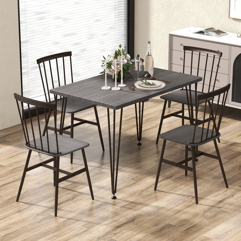 5-Piece Dining Table Set for 4 with 360° Swivel Feet for Small Place-Grey Oak