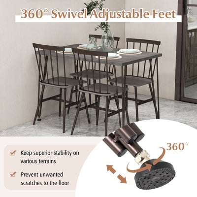 5-Piece Dining Table Set for 4 with 360° Swivel Feet for Small Place-Grey Oak