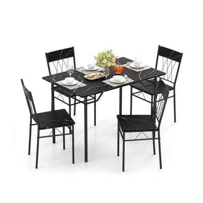 5-Piece Dining Table Set for 4 with Kitchen Table and 4 Dining Chairs-Black