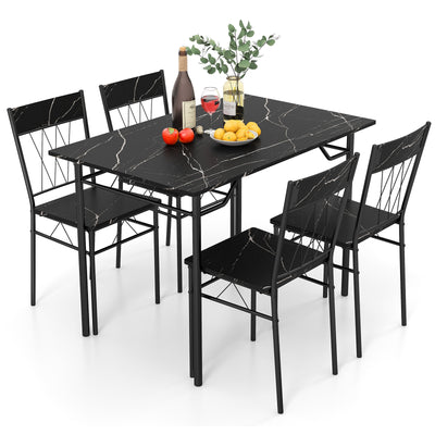 5-Piece Dining Table Set for 4 with Kitchen Table and 4 Dining Chairs-Black