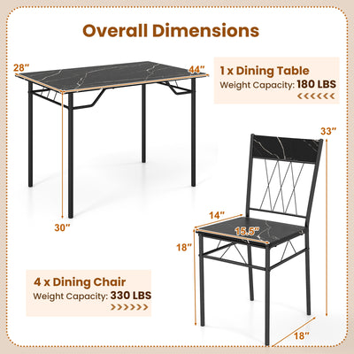 5-Piece Dining Table Set for 4 with Kitchen Table and 4 Dining Chairs-Black