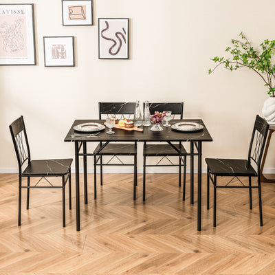 5-Piece Dining Table Set for 4 with Kitchen Table and 4 Dining Chairs-Black