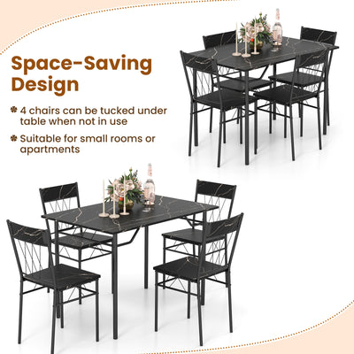 5-Piece Dining Table Set for 4 with Kitchen Table and 4 Dining Chairs-Black