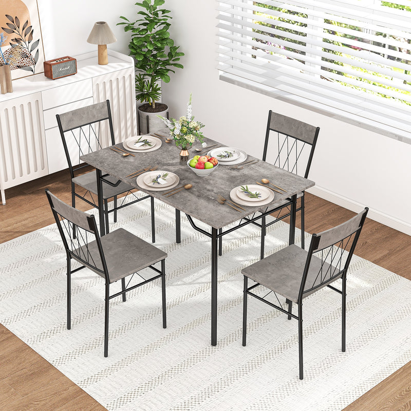 5-Piece Dining Table Set for 4 with Kitchen Table and 4 Dining Chairs-Gray