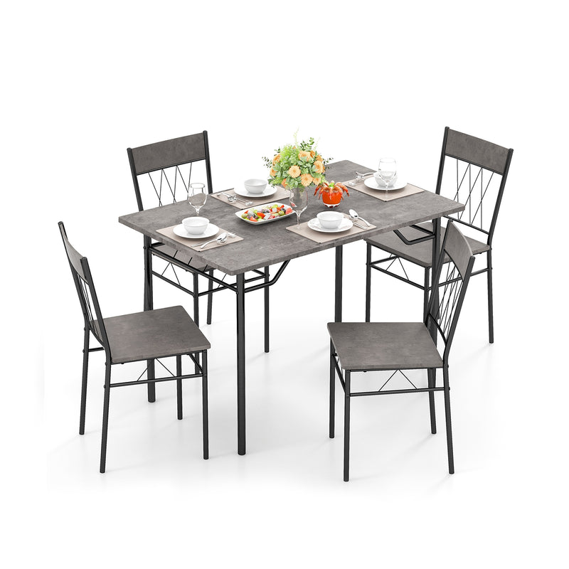 5-Piece Dining Table Set for 4 with Kitchen Table and 4 Dining Chairs-Gray