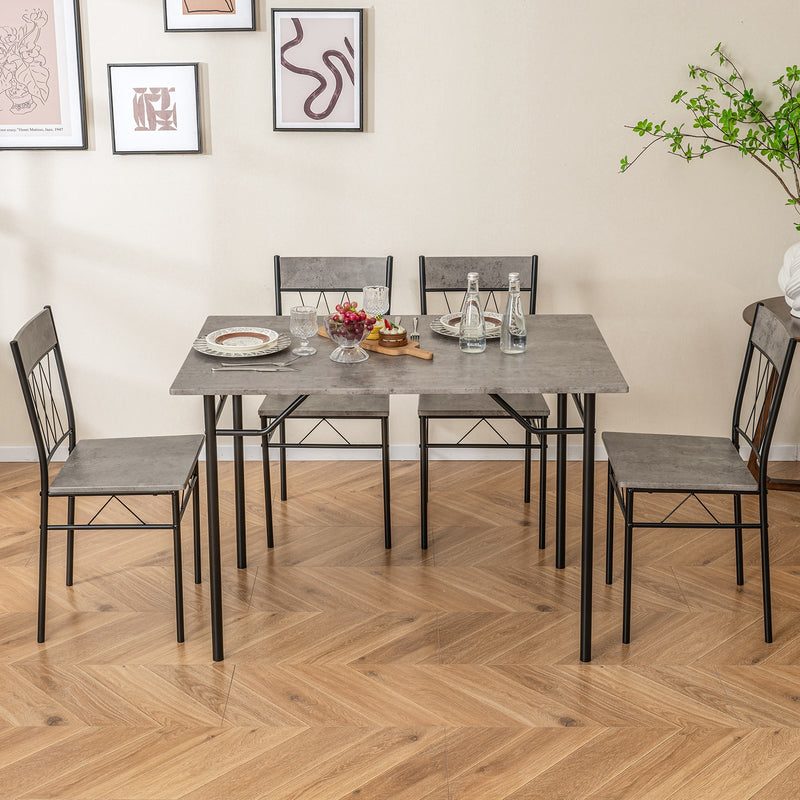 5-Piece Dining Table Set for 4 with Kitchen Table and 4 Dining Chairs-Gray