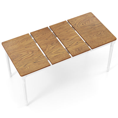 Extendable Dining Table with Rubber Wood Legs for 4-8 People-White