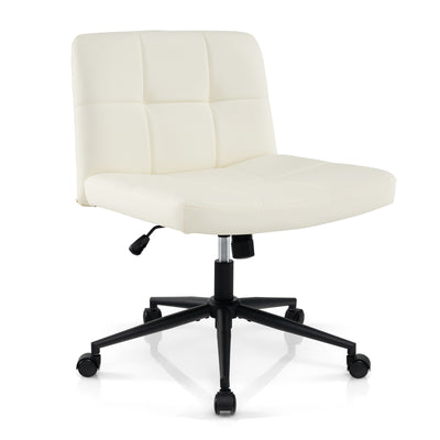 Height-adjustable Armless Desk Chair with Wheels for Home Office Make Up-Beige