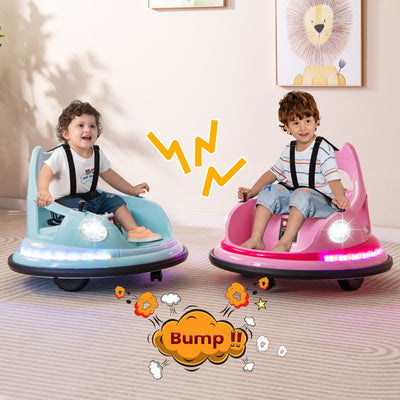 12V Kids Ride On Bumper Car with Remote Control and Dual Joysticks-Pink