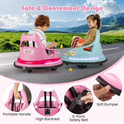 12V Kids Ride On Bumper Car with Remote Control and Dual Joysticks-Pink