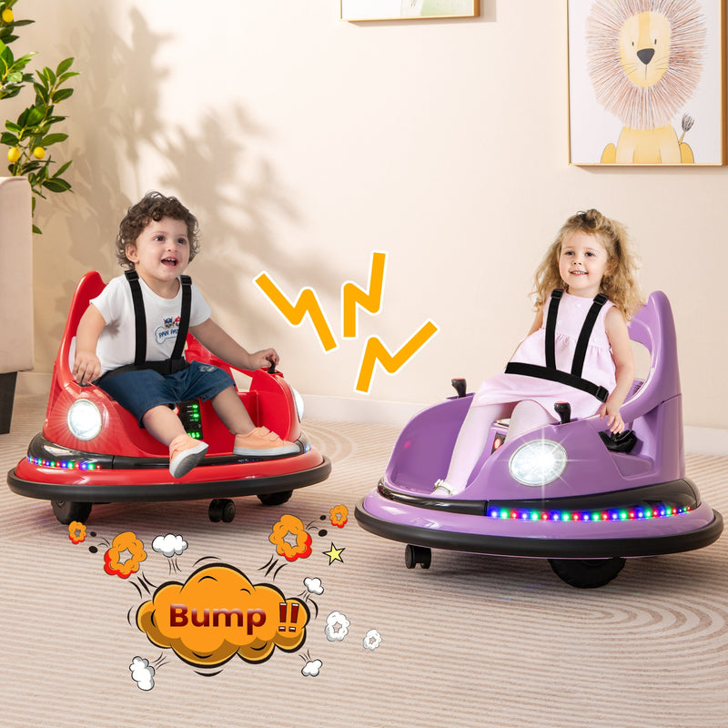 12V Kids Ride On Bumper Car with Remote Control and Dual Joysticks-Red