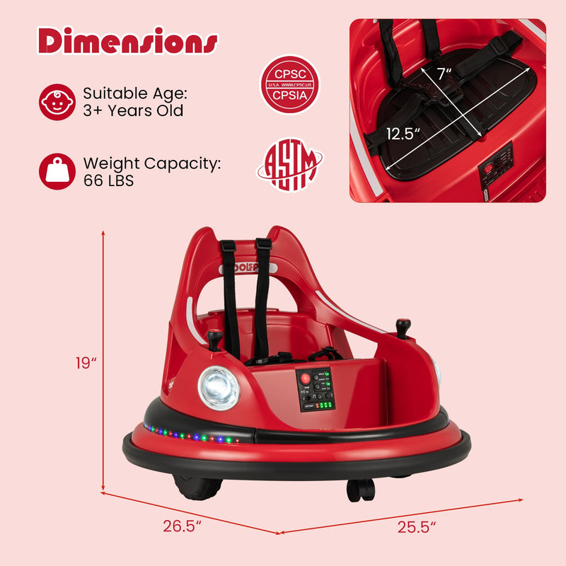 12V Kids Ride On Bumper Car with Remote Control and Dual Joysticks-Red