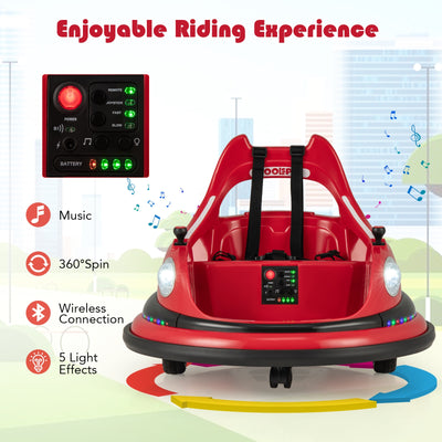 12V Kids Ride On Bumper Car with Remote Control and Dual Joysticks-Red