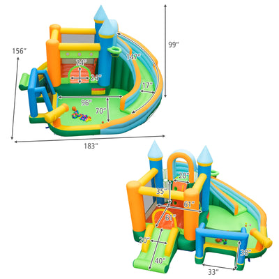 Inflatable Water Slide Blowup Bounce House with Dual Slides and Splash Pool (Without Blower)