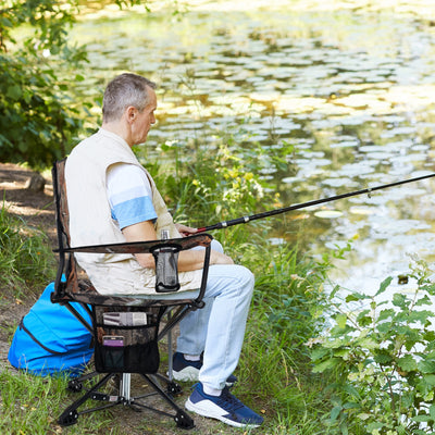 360° Swivel Hunting Chair Portable Foldable Hunting Chair with Mesh Cup Holder and Storage Pockets-Camouflage