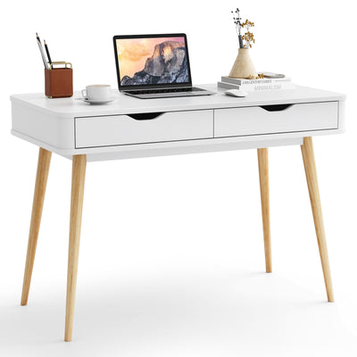 43.5 Inch Computer Desk with 2 Drawers for Small Spaces-White