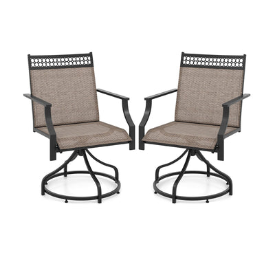 Patio Swivel Dining Chairs Set of 2 with Heavy-duty Metal Frame and Armrests-Brown