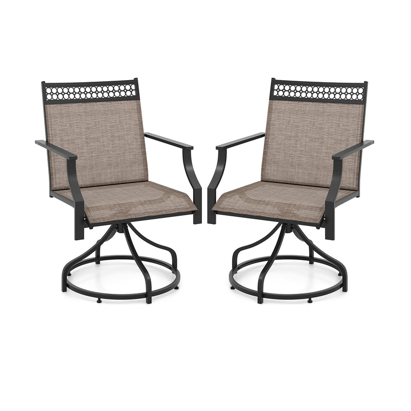 Patio Swivel Dining Chairs Set of 2 with Heavy-duty Metal Frame and Armrests-Brown