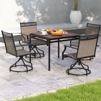 Patio Swivel Dining Chairs Set of 2 with Heavy-duty Metal Frame and Armrests-Brown