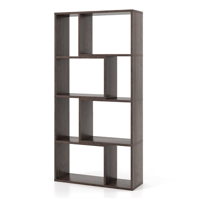 48 Inch 4-Tier Geometric Bookshelf with 8 Cubes for Living Room Bedroom-Gray