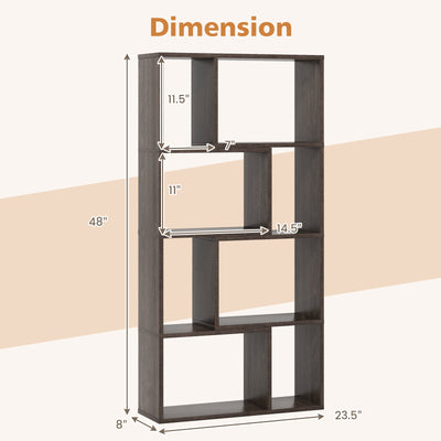 48 Inch 4-Tier Geometric Bookshelf with 8 Cubes for Living Room Bedroom-Gray