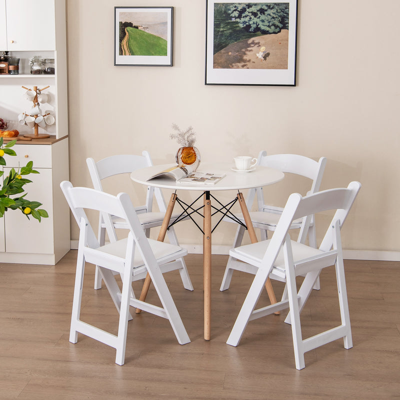 4 Pack Resin Folding Chairs with Padded Seat-White